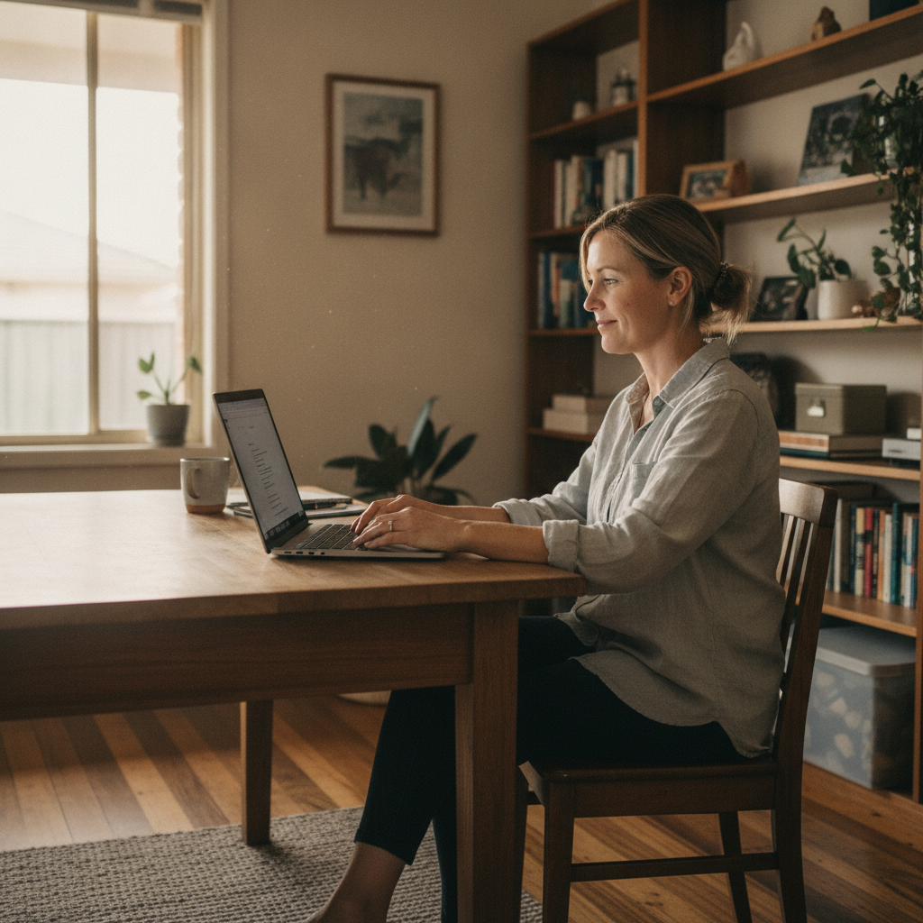 Professional computer clean-out in Reservoir (6076) — a happy Western Australia resident at home with a spotless, fast, quiet machine