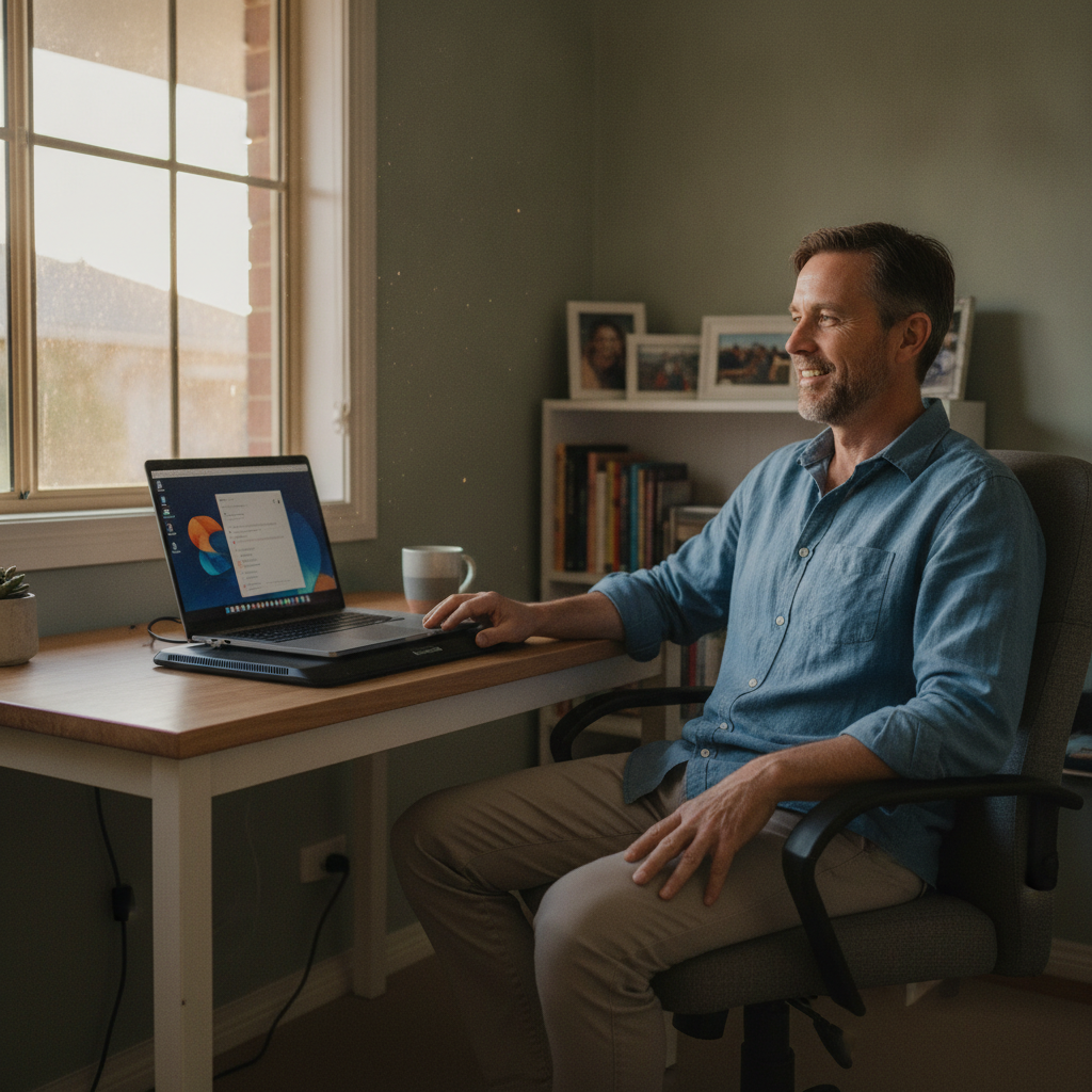 Professional computer clean-out in Reynella East (5161) — a happy South Australia resident at home with a spotless, fast, quiet machine