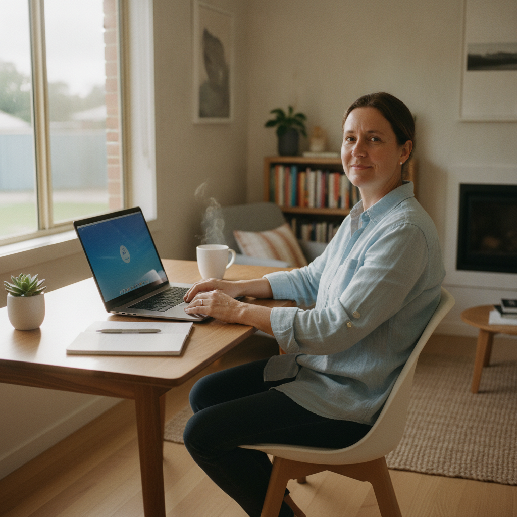 Professional computer clean-out in Richmond Vale (2323) — a happy New South Wales resident at home with a spotless, fast, quiet machine