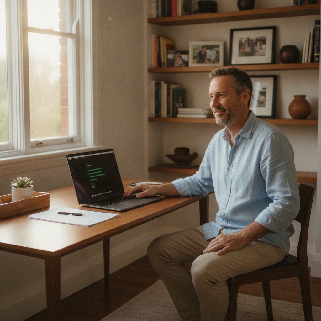 Professional computer clean-out in Rose Bay (2029) — a happy New South Wales resident at home with a spotless, fast, quiet machine