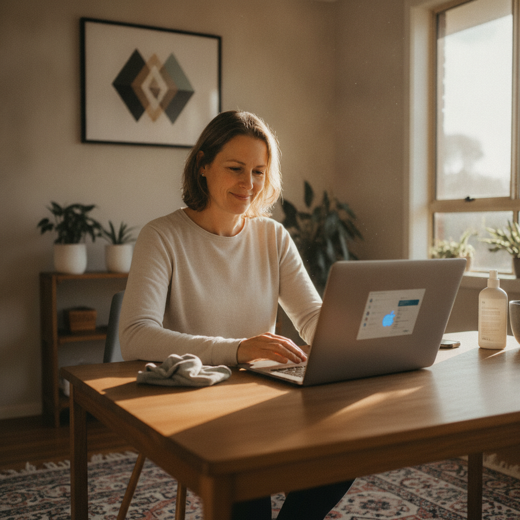 Professional computer clean-out in Rosehill (2142) — a happy New South Wales resident at home with a spotless, fast, quiet machine