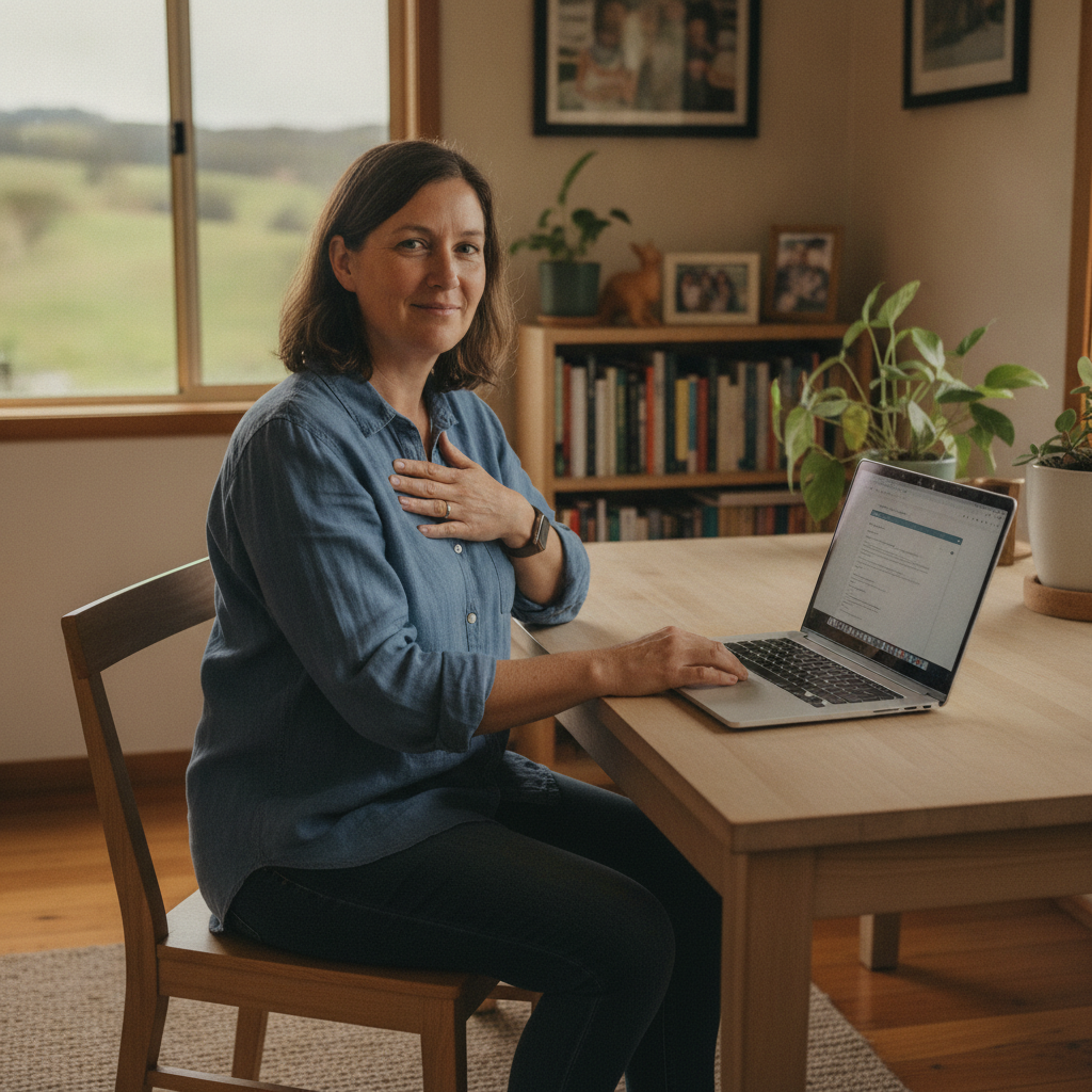 Professional computer clean-out in Rouchel Brook (2336) — a happy New South Wales resident at home with a spotless, fast, quiet machine