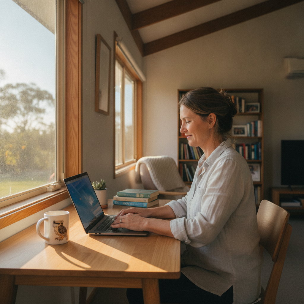 Professional computer clean-out in Rous Mill (2477) — a happy New South Wales resident at home with a spotless, fast, quiet machine