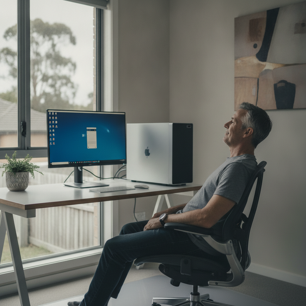 Professional computer clean-out in Royal North Shore Hospital (2065) — a happy New South Wales resident at home with a spotless, fast, quiet machine