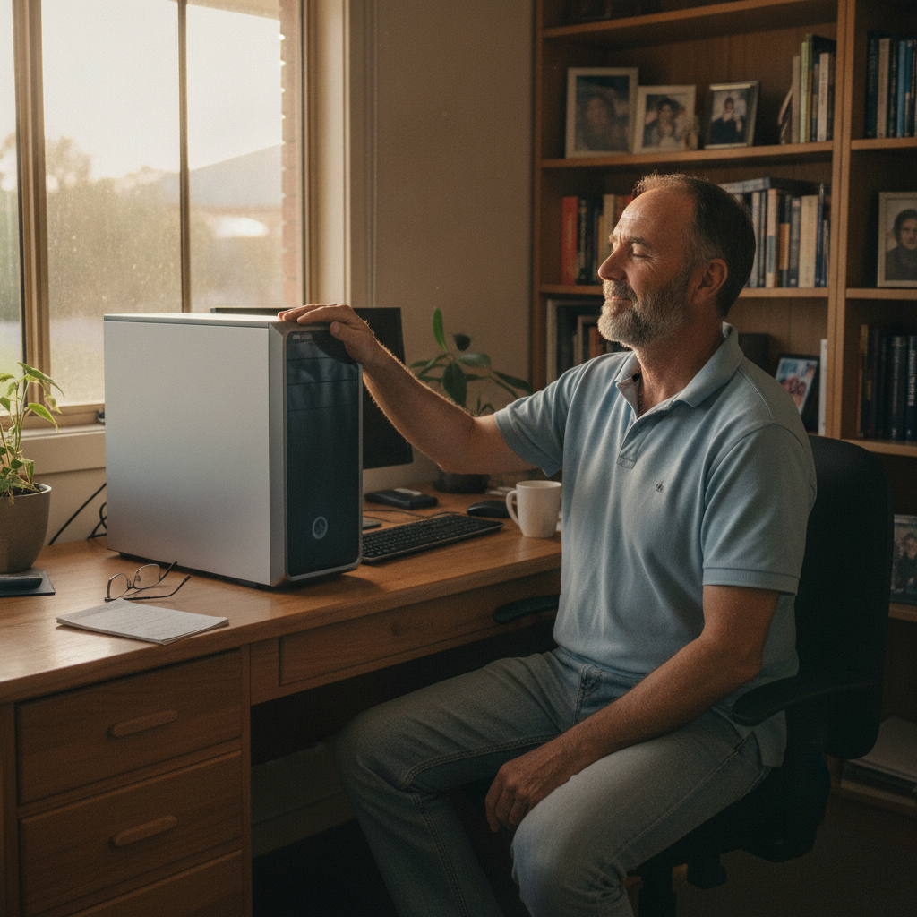 Computer cleaning in Royalla (2620) — a local resident at home with a clean, fast, dust-free computer running cool and quiet