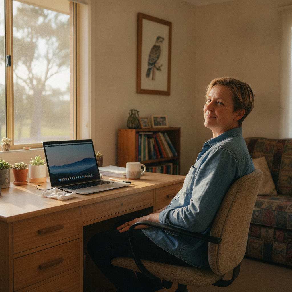 Professional computer clean-out in Rukenvale (2474) — a happy New South Wales resident at home with a spotless, fast, quiet machine