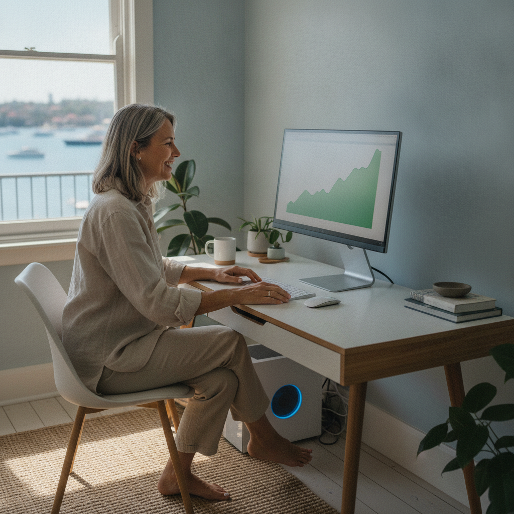 Professional computer clean-out in Rushcutters Bay (2011) — a happy New South Wales resident at home with a spotless, fast, quiet machine