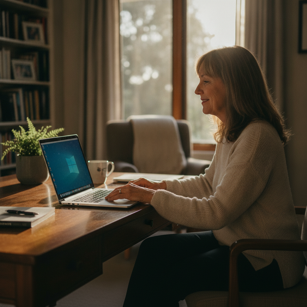 Professional computer clean-out in Rydalmere (2116) — a happy New South Wales resident at home with a spotless, fast, quiet machine