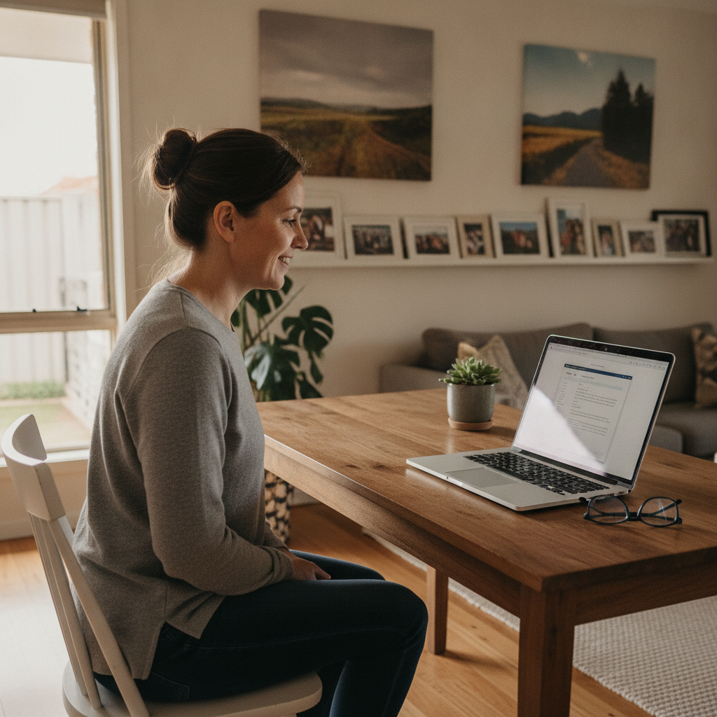 Professional computer clean-out in Salisbury East Northbri Ave (5109) — a happy South Australia resident at home with a spotless, fast, quiet machine
