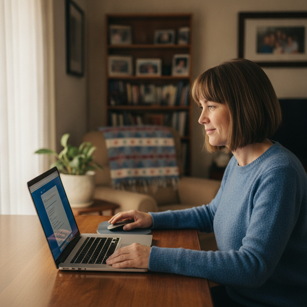 Professional computer clean-out in Salisbury North (5108) — a happy South Australia resident at home with a spotless, fast, quiet machine