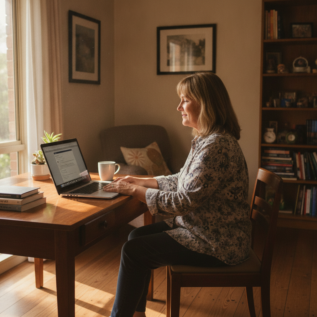 Professional computer clean-out in Salisbury Plain (5109) — a happy South Australia resident at home with a spotless, fast, quiet machine
