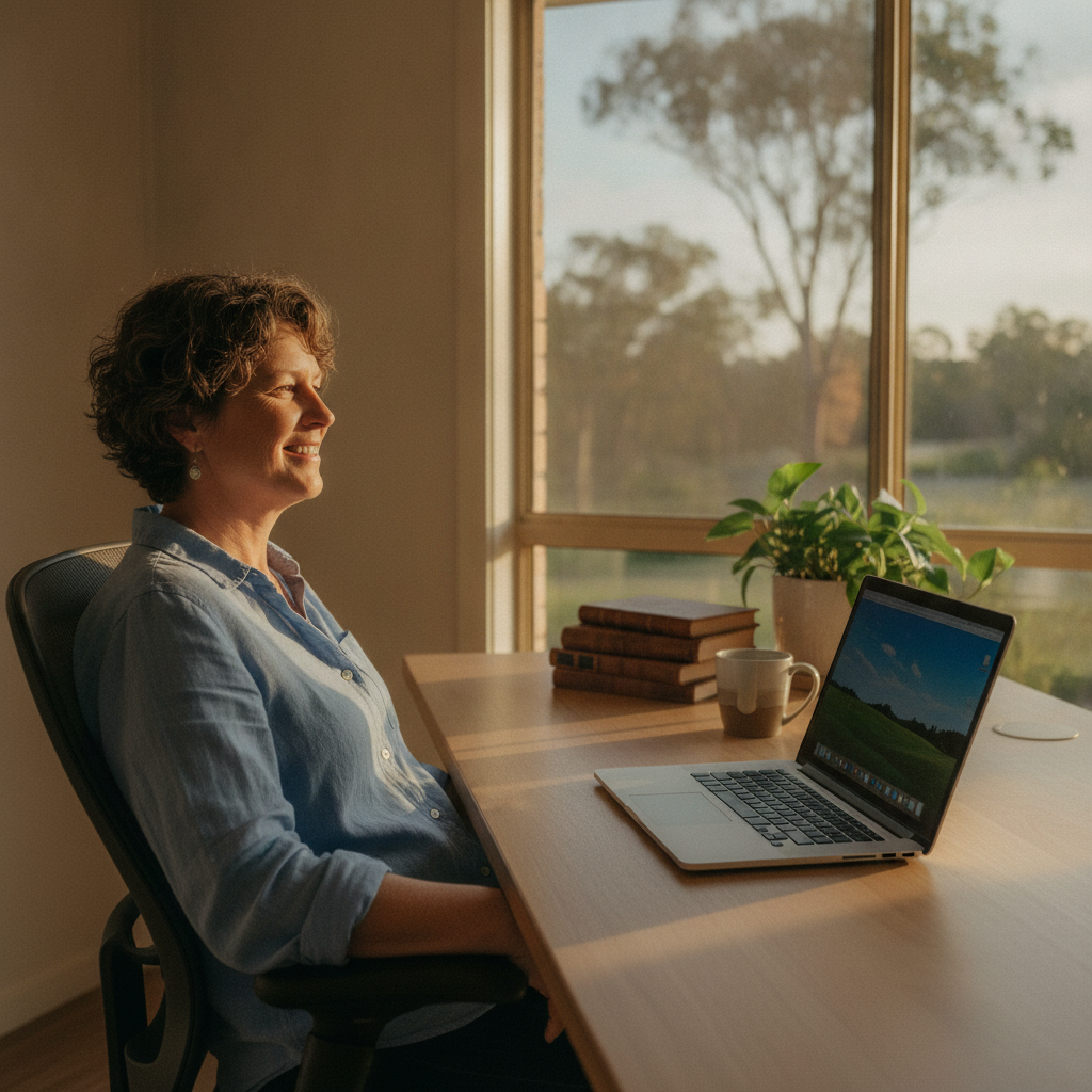 Professional computer clean-out in Samsonvale (4520) — a happy Queensland resident at home with a spotless, fast, quiet machine