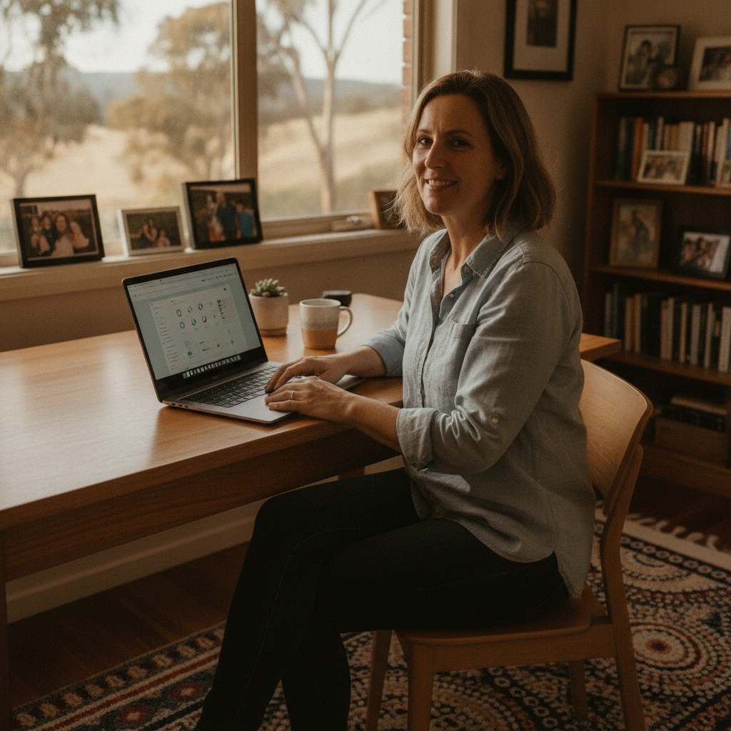 Professional computer clean-out in San Isidore (2650) — a happy New South Wales resident at home with a spotless, fast, quiet machine