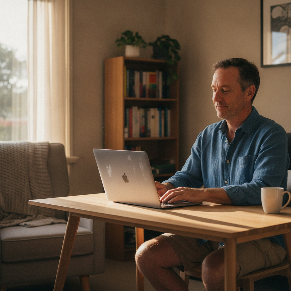 Computer cleaning in Sandgate (2304) — a local resident at home with a clean, fast, dust-free computer running cool and quiet