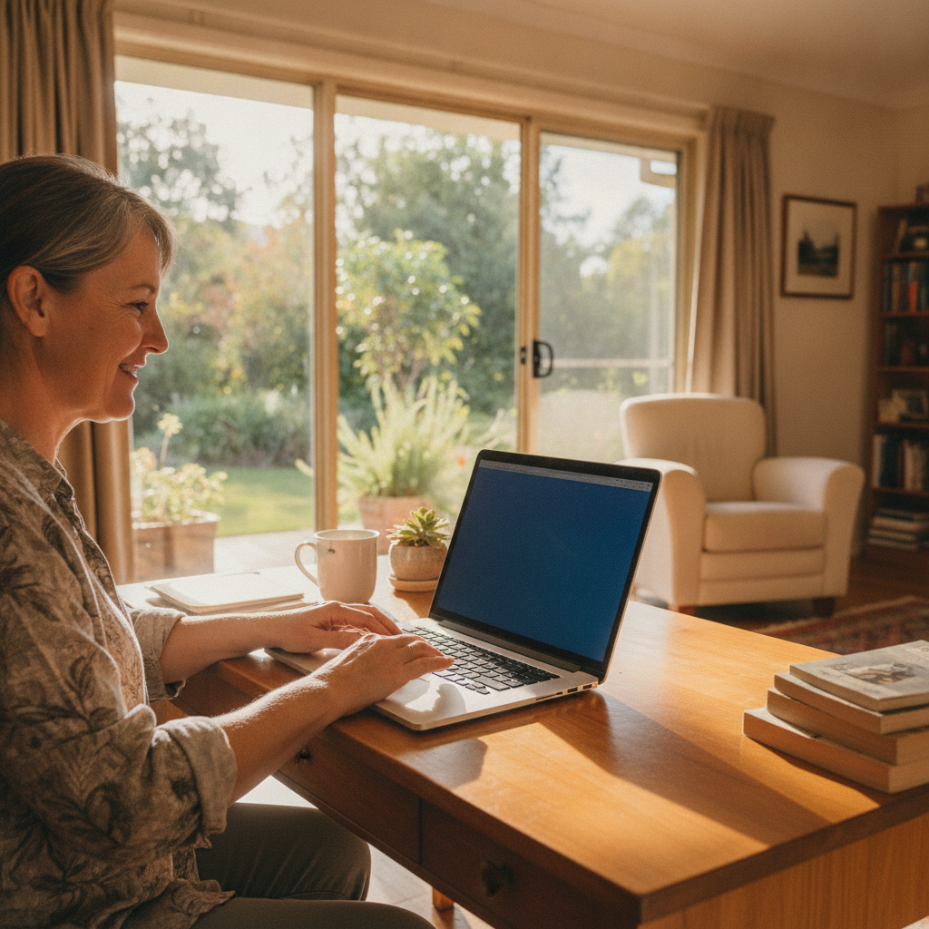 Professional computer clean-out in Saumarez (2350) — a happy New South Wales resident at home with a spotless, fast, quiet machine