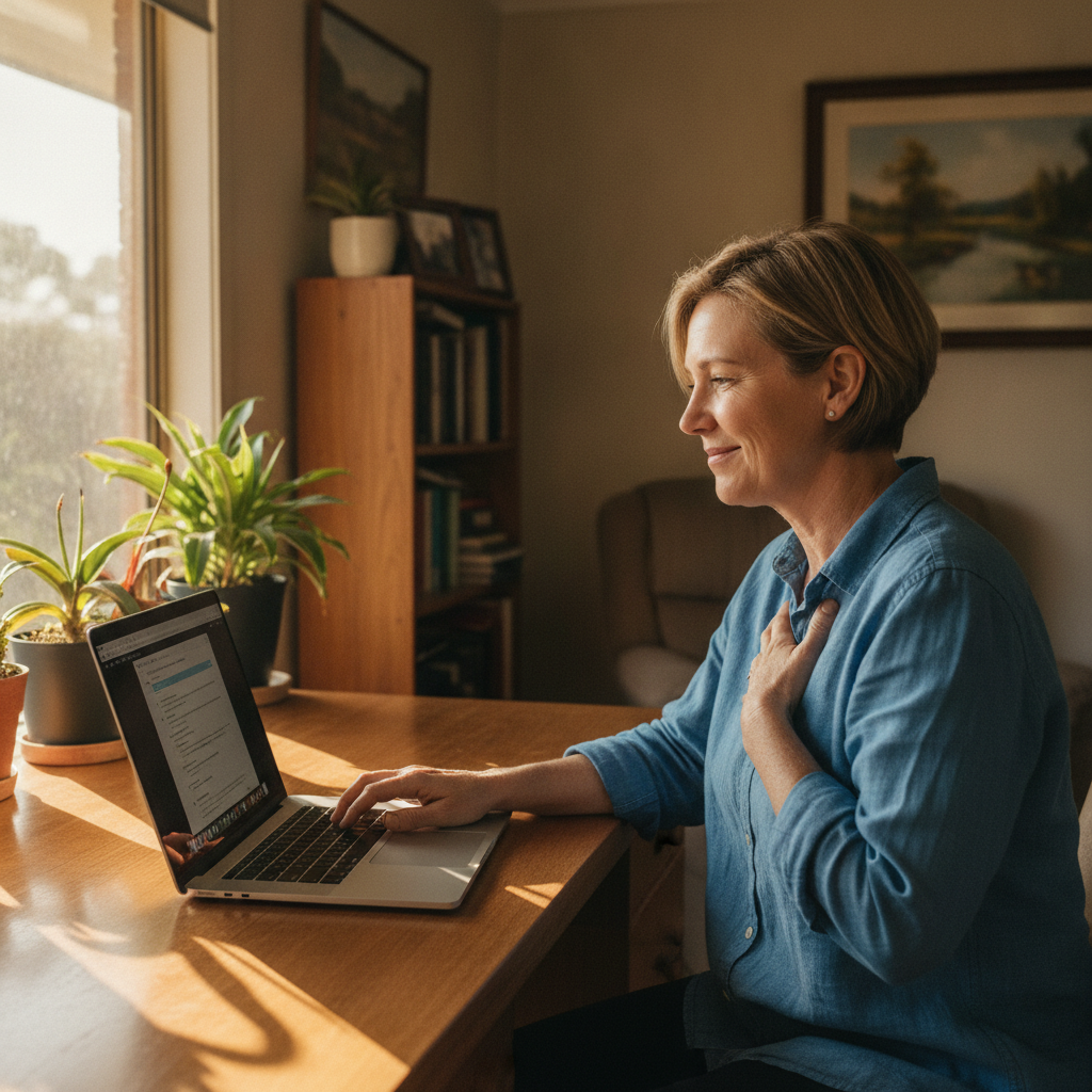 Professional computer clean-out in Sawyers Gully (2326) — a happy New South Wales resident at home with a spotless, fast, quiet machine