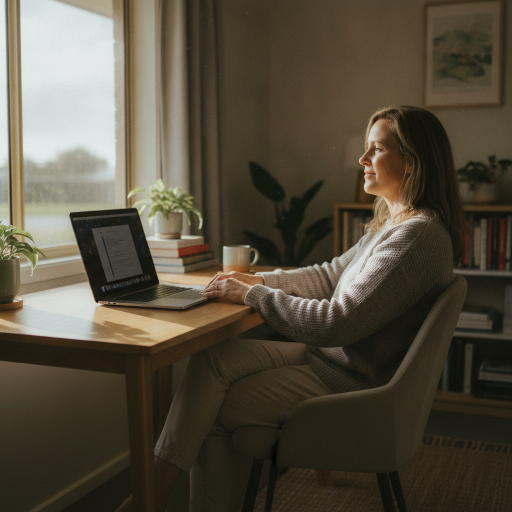 Professional computer clean-out in Seabird (6042) — a happy Western Australia resident at home with a spotless, fast, quiet machine