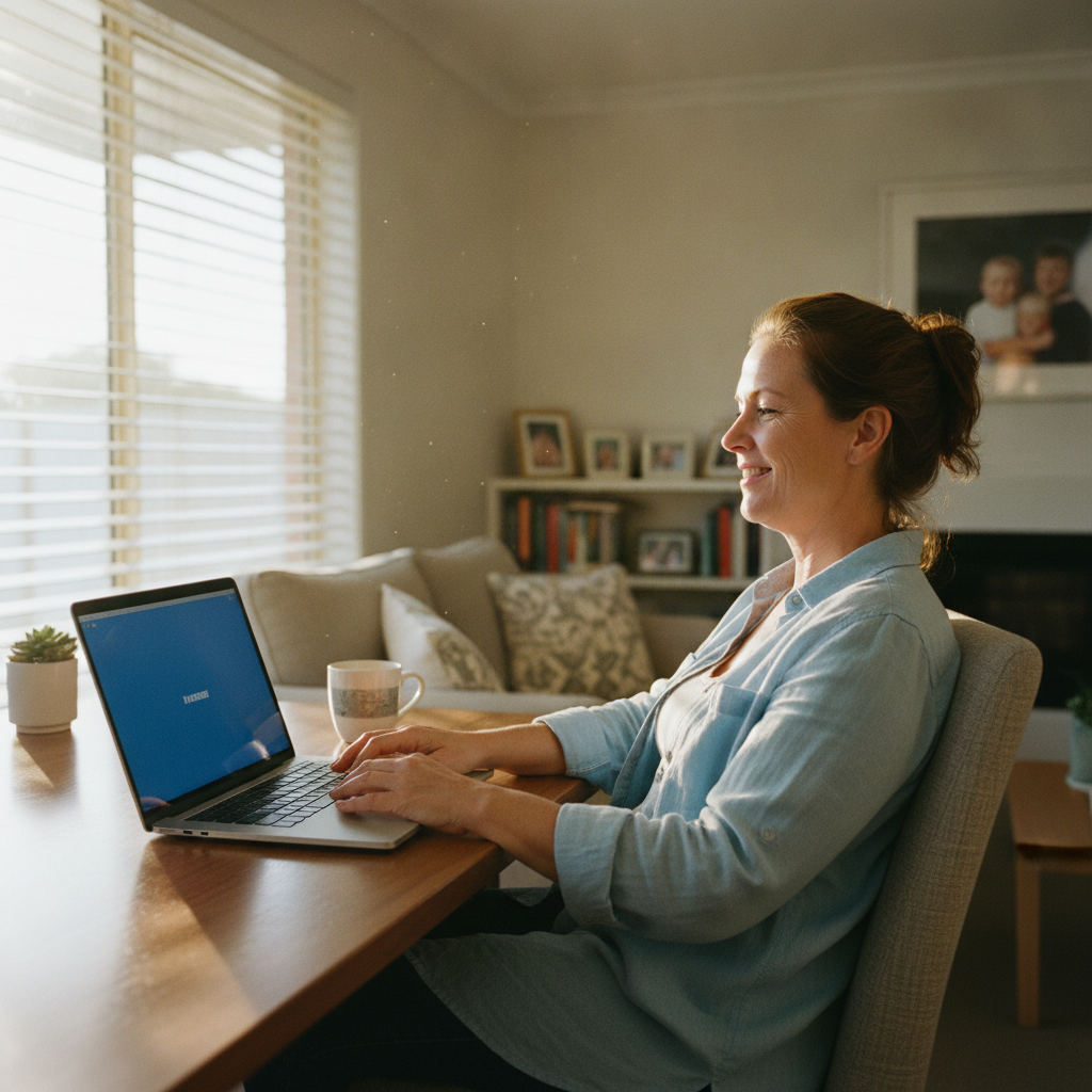 Professional computer clean-out in Secret Harbour (6173) — a happy Western Australia resident at home with a spotless, fast, quiet machine