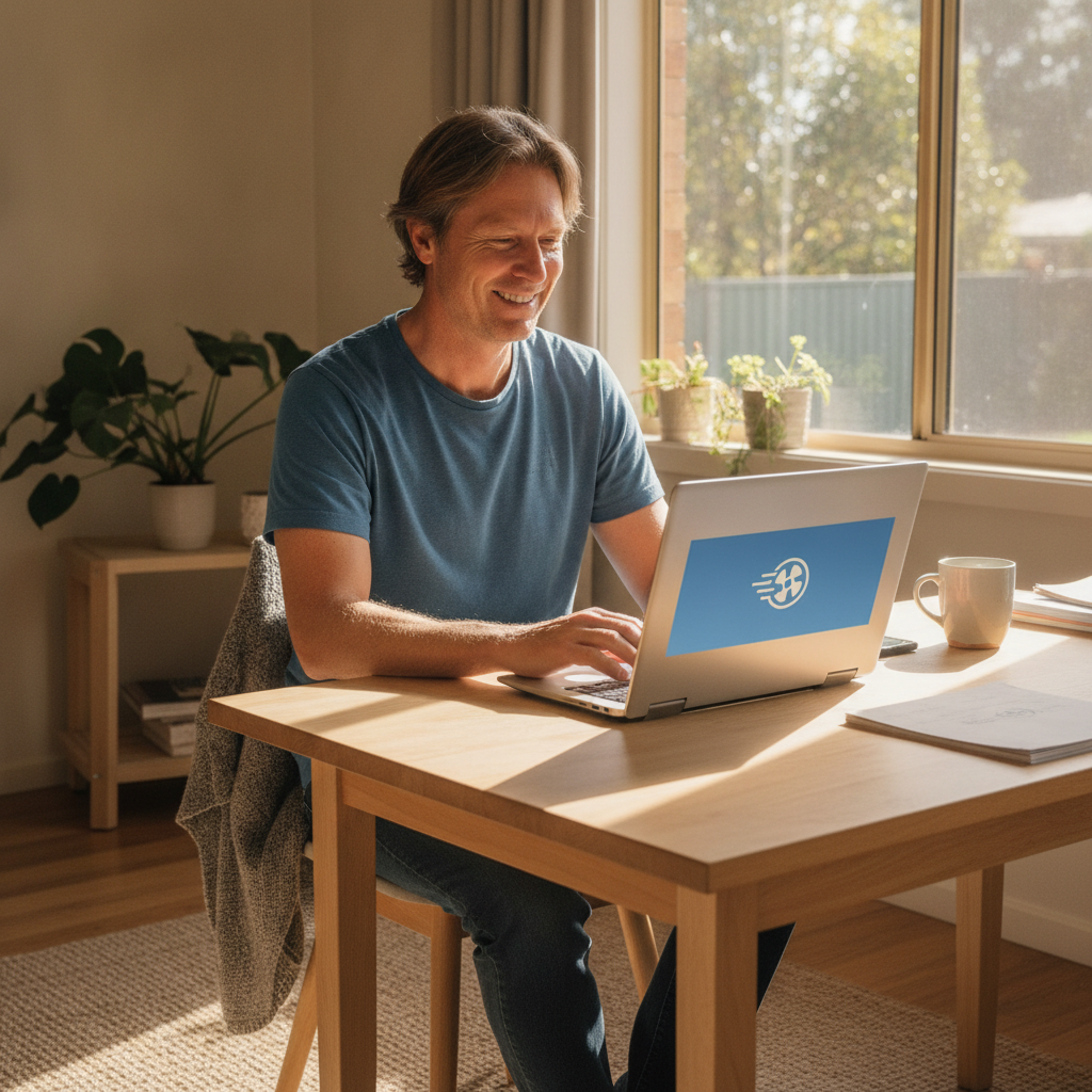 Professional computer clean-out in Settlement City (2444) — a happy New South Wales resident at home with a spotless, fast, quiet machine