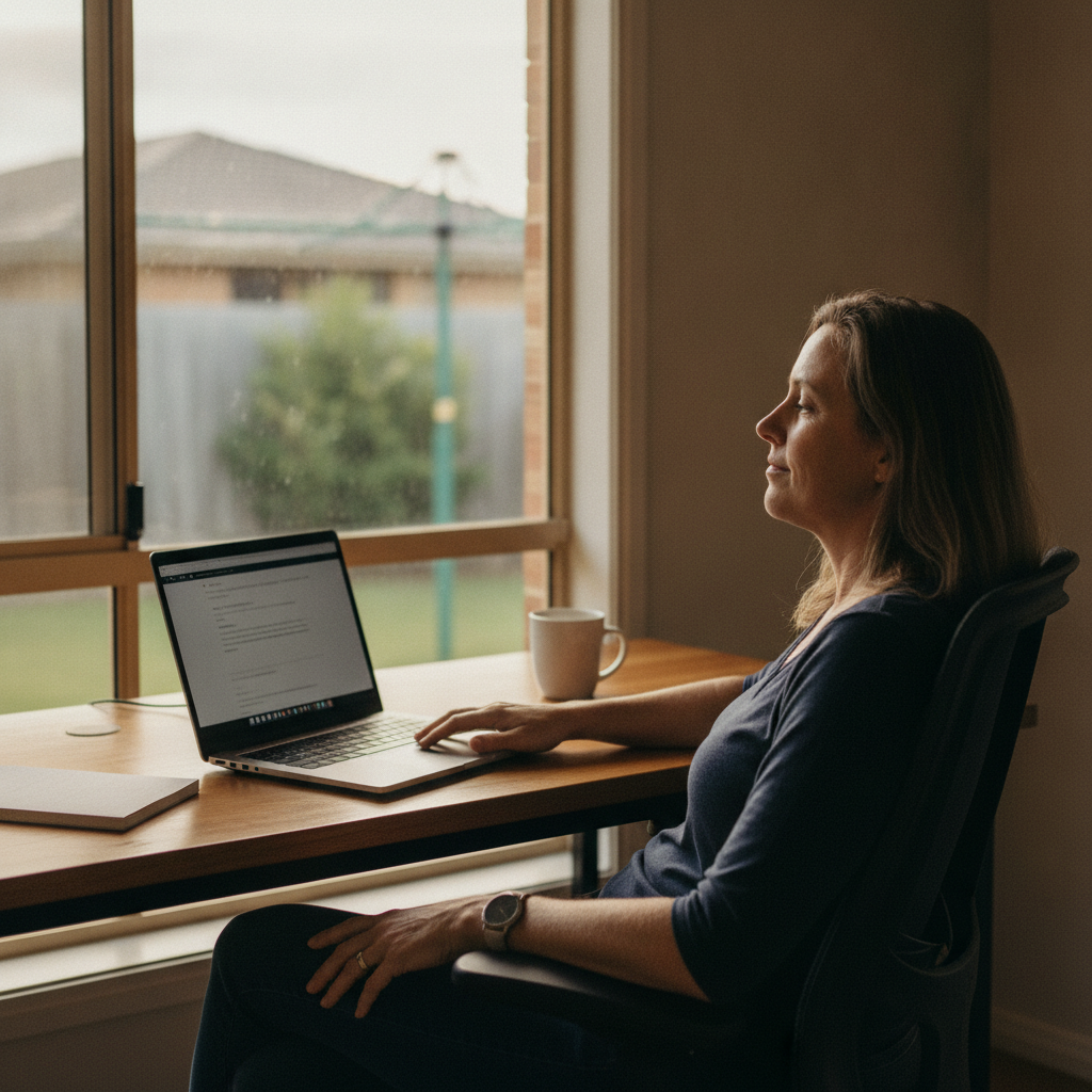 Professional computer clean-out in Seventeen Mile Rocks (4073) — a happy Queensland resident at home with a spotless, fast, quiet machine