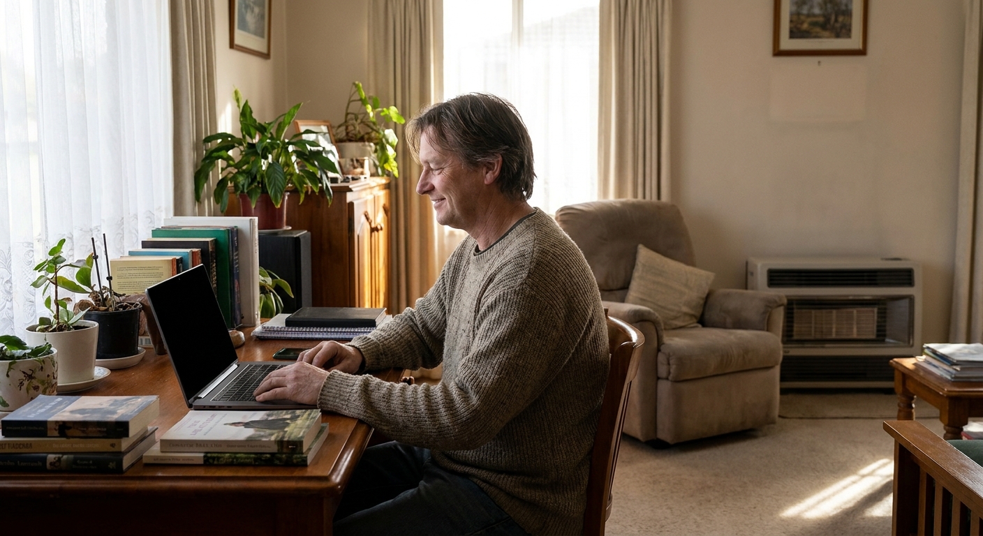 Professional computer clean-out in Seville (3139) — a happy Victoria resident at home with a spotless, fast, quiet machine