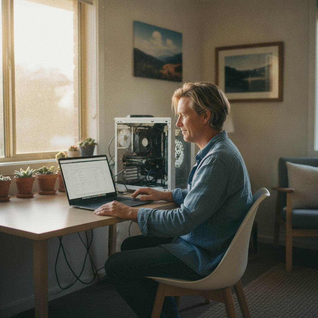 Computer cleaning in Shannon Brook (2470) — a local resident at home with a clean, fast, dust-free computer running cool and quiet