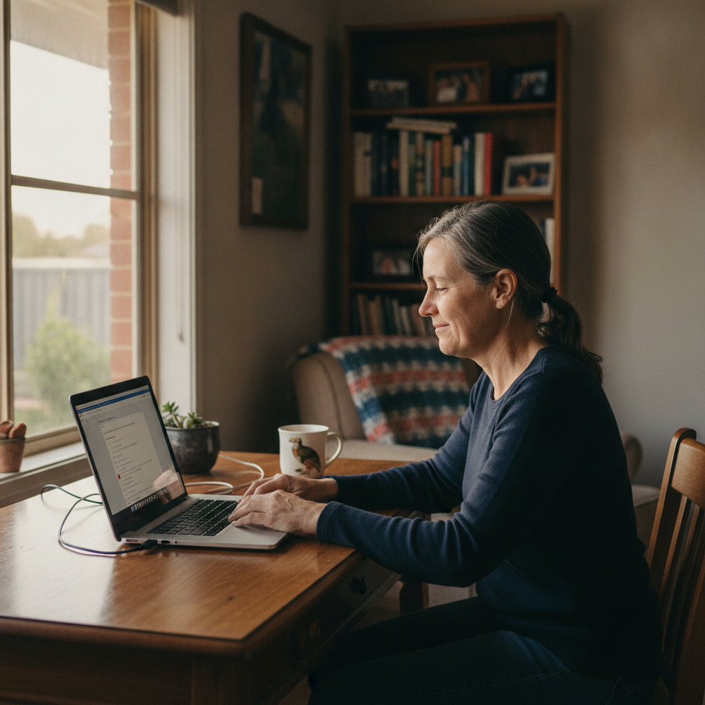 Professional computer clean-out in Sheidow Park (5158) — a happy South Australia resident at home with a spotless, fast, quiet machine