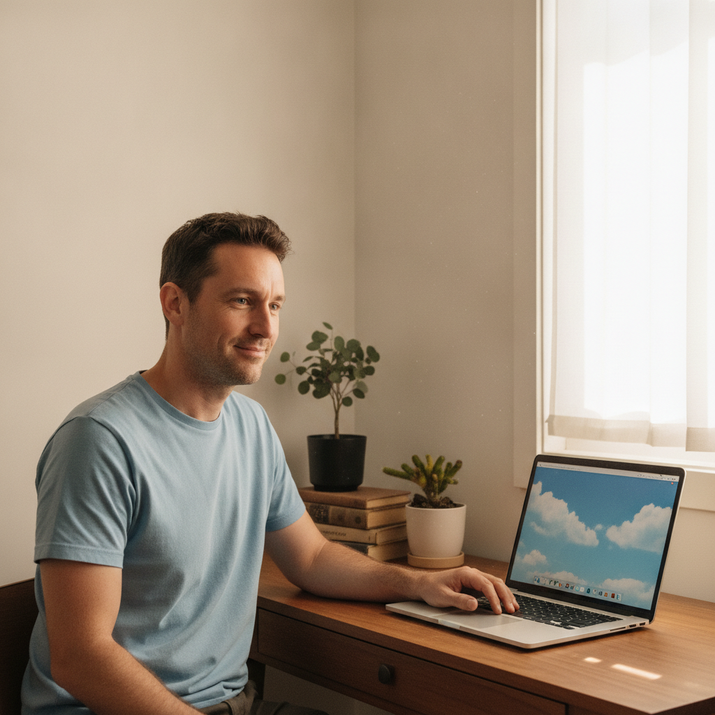 Professional computer clean-out in Shooters Hill (2787) — a happy New South Wales resident at home with a spotless, fast, quiet machine