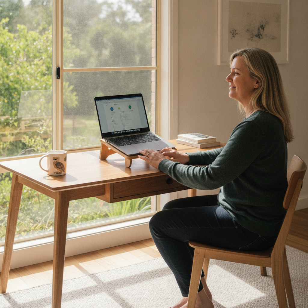 Professional computer clean-out in Silent Grove (2372) — a happy New South Wales resident at home with a spotless, fast, quiet machine