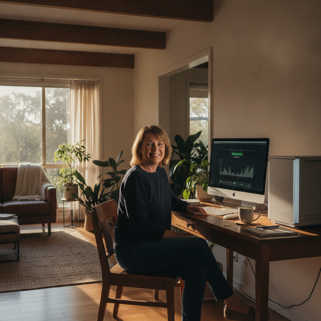Professional computer clean-out in Skye (5072) — a happy South Australia resident at home with a spotless, fast, quiet machine