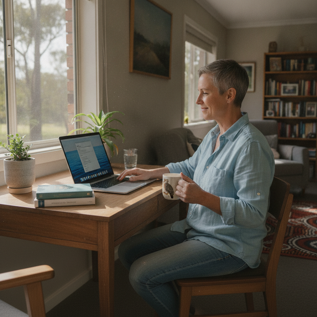 Computer cleaning in Smithfield (5114) — a local resident at home with a clean, fast, dust-free computer running cool and quiet