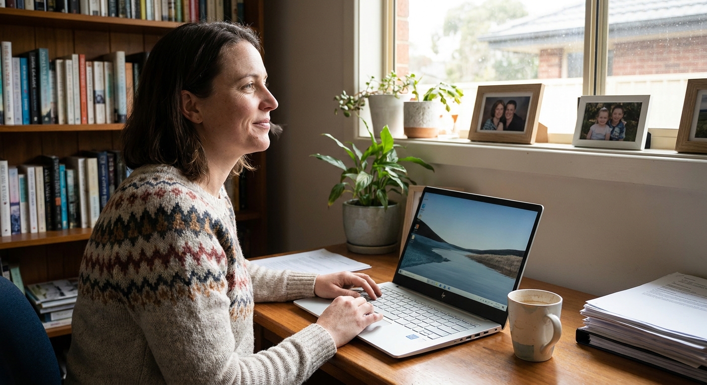 Computer cleaning in Somerton (3062) — a local resident at home with a clean, fast, dust-free computer running cool and quiet