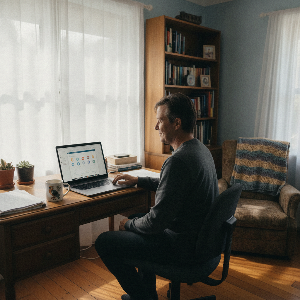 Professional computer clean-out in South Albury (2640) — a happy New South Wales resident at home with a spotless, fast, quiet machine