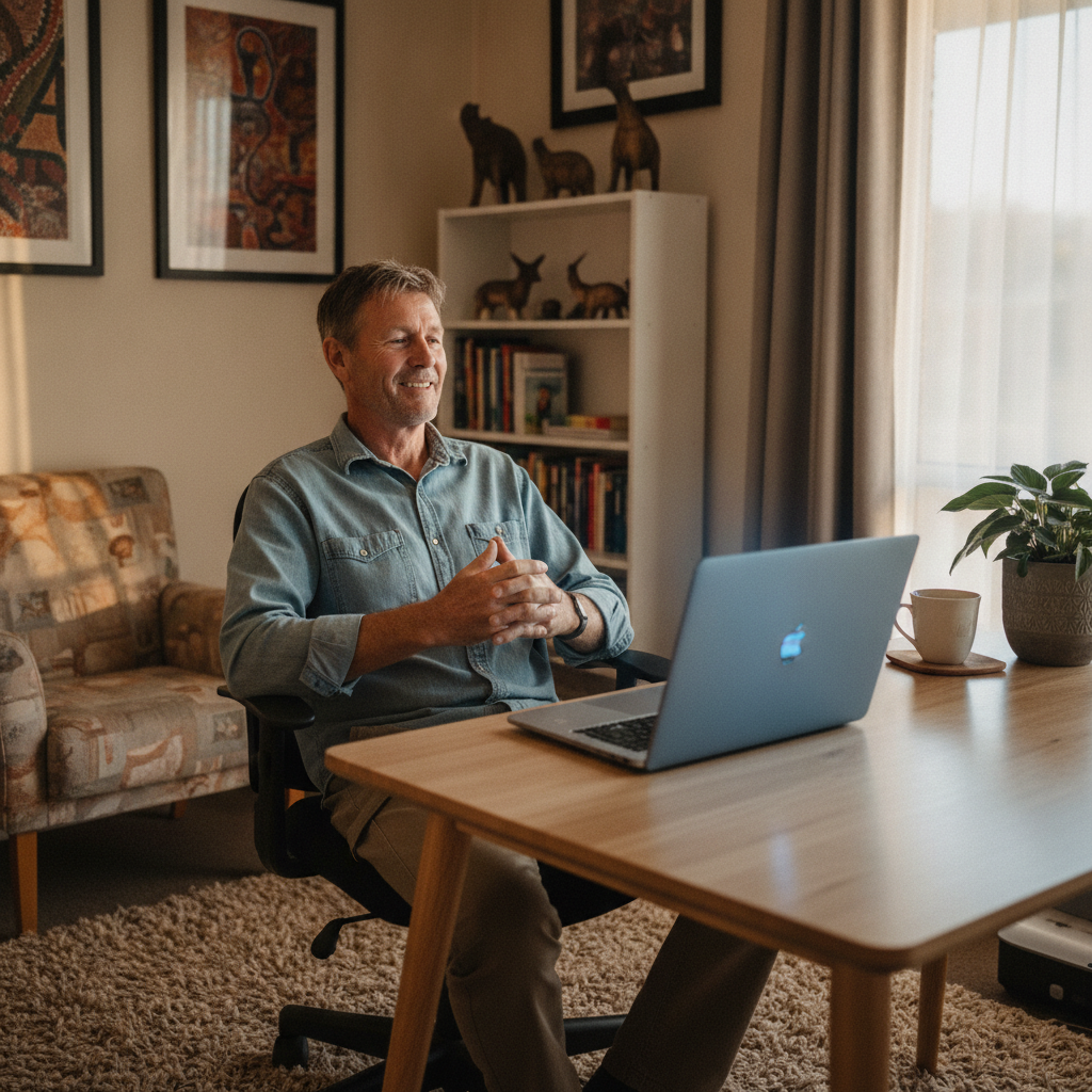 Professional computer clean-out in South Tamworth (2340) — a happy New South Wales resident at home with a spotless, fast, quiet machine