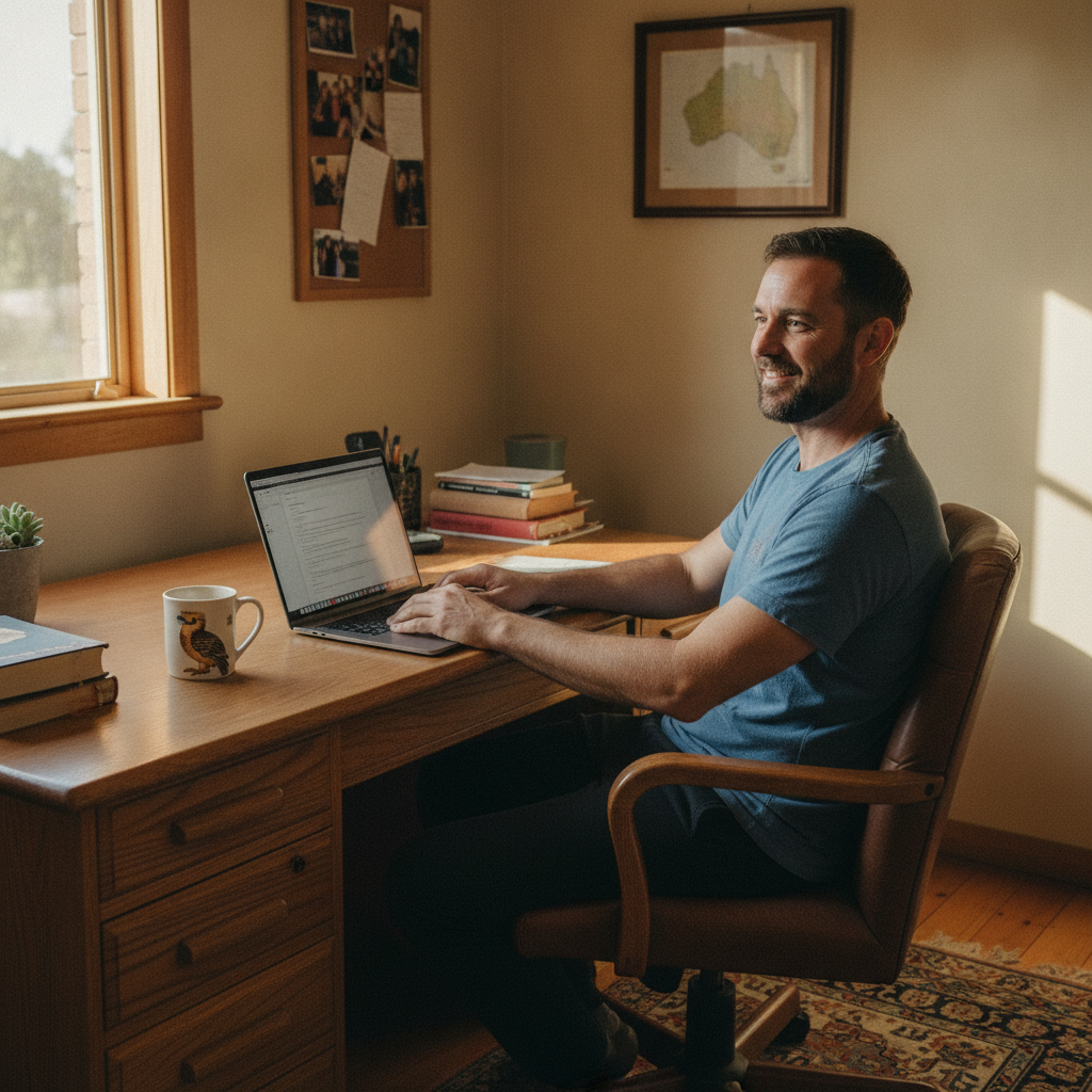 Professional computer clean-out in Spearwood (6163) — a happy Western Australia resident at home with a spotless, fast, quiet machine