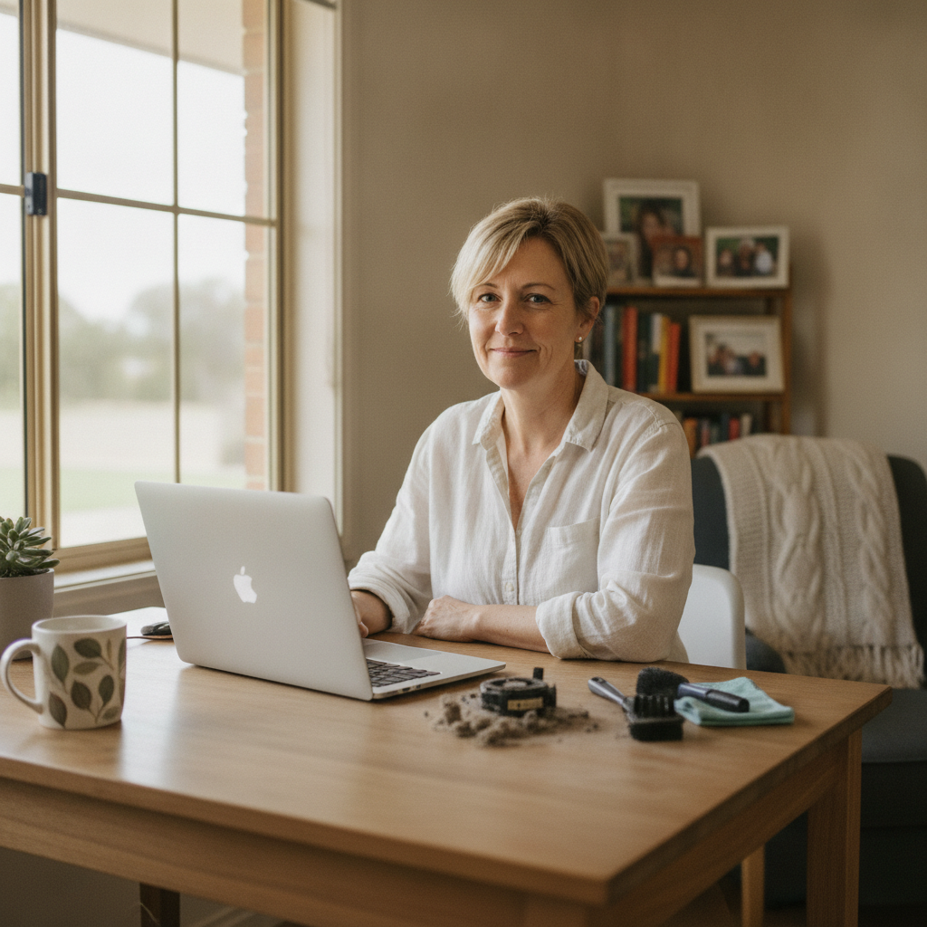 Professional computer clean-out in Springside (2800) — a happy New South Wales resident at home with a spotless, fast, quiet machine