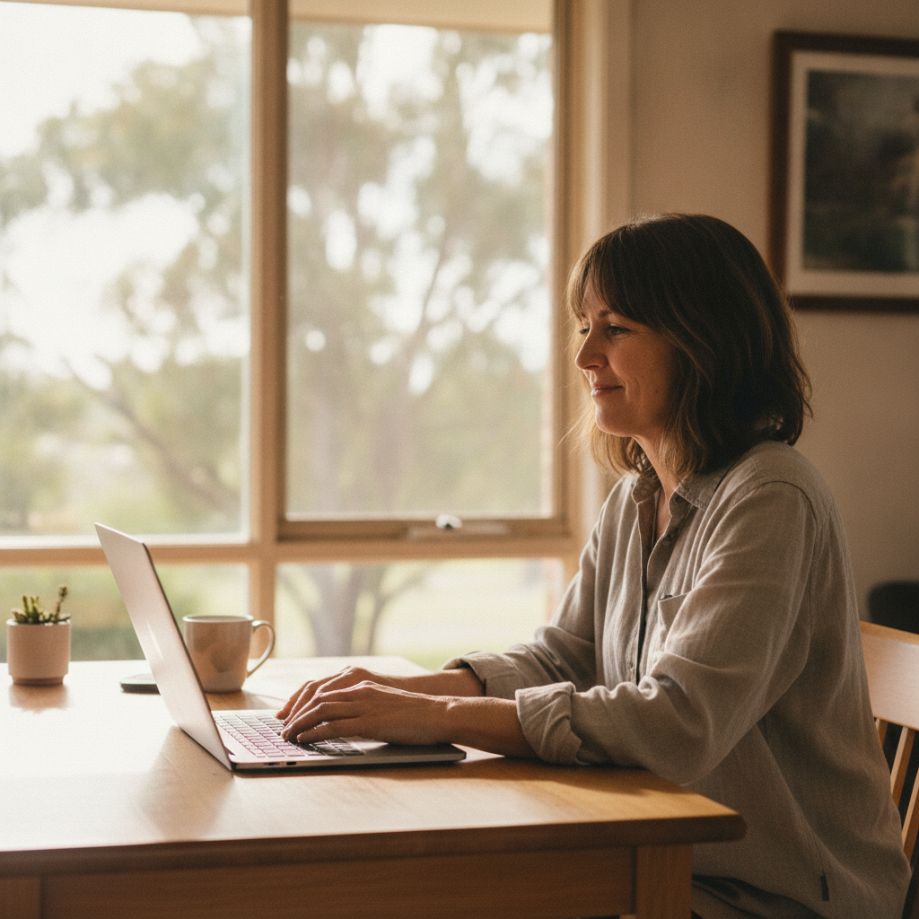 Professional computer clean-out in Springvale (2790) — a happy New South Wales resident at home with a spotless, fast, quiet machine