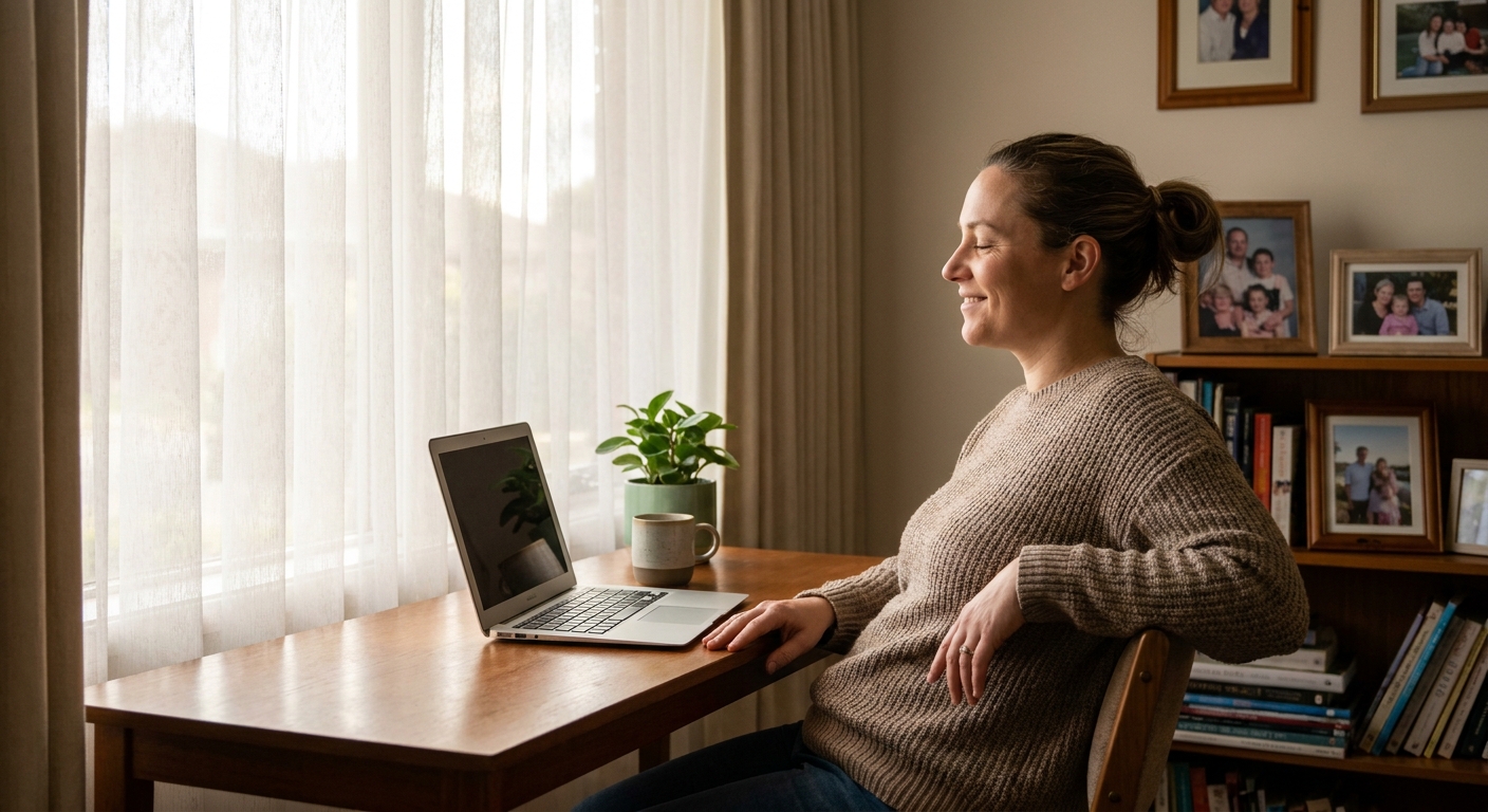 Professional computer clean-out in Springvale (3171) — a happy Victoria resident at home with a spotless, fast, quiet machine