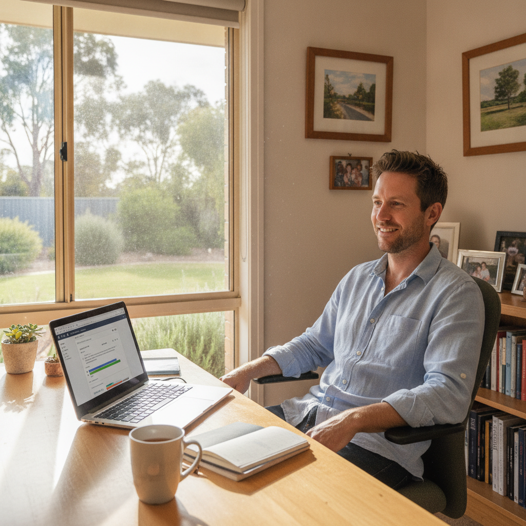Professional computer clean-out in Stirling North (5710) — a happy South Australia resident at home with a spotless, fast, quiet machine
