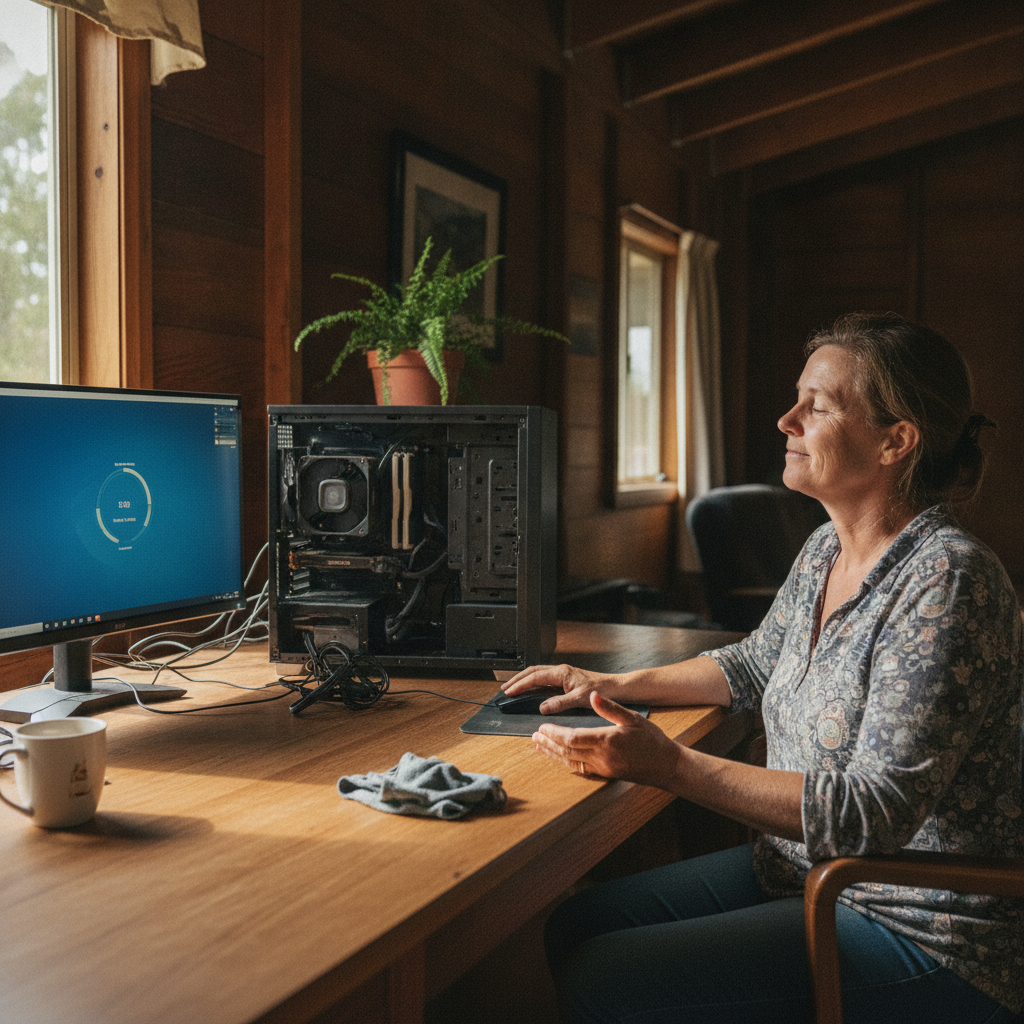 Laptop and desktop cleaning in Stroud Hill (2420) — an at-home owner pleased their computer runs cool and quiet again
