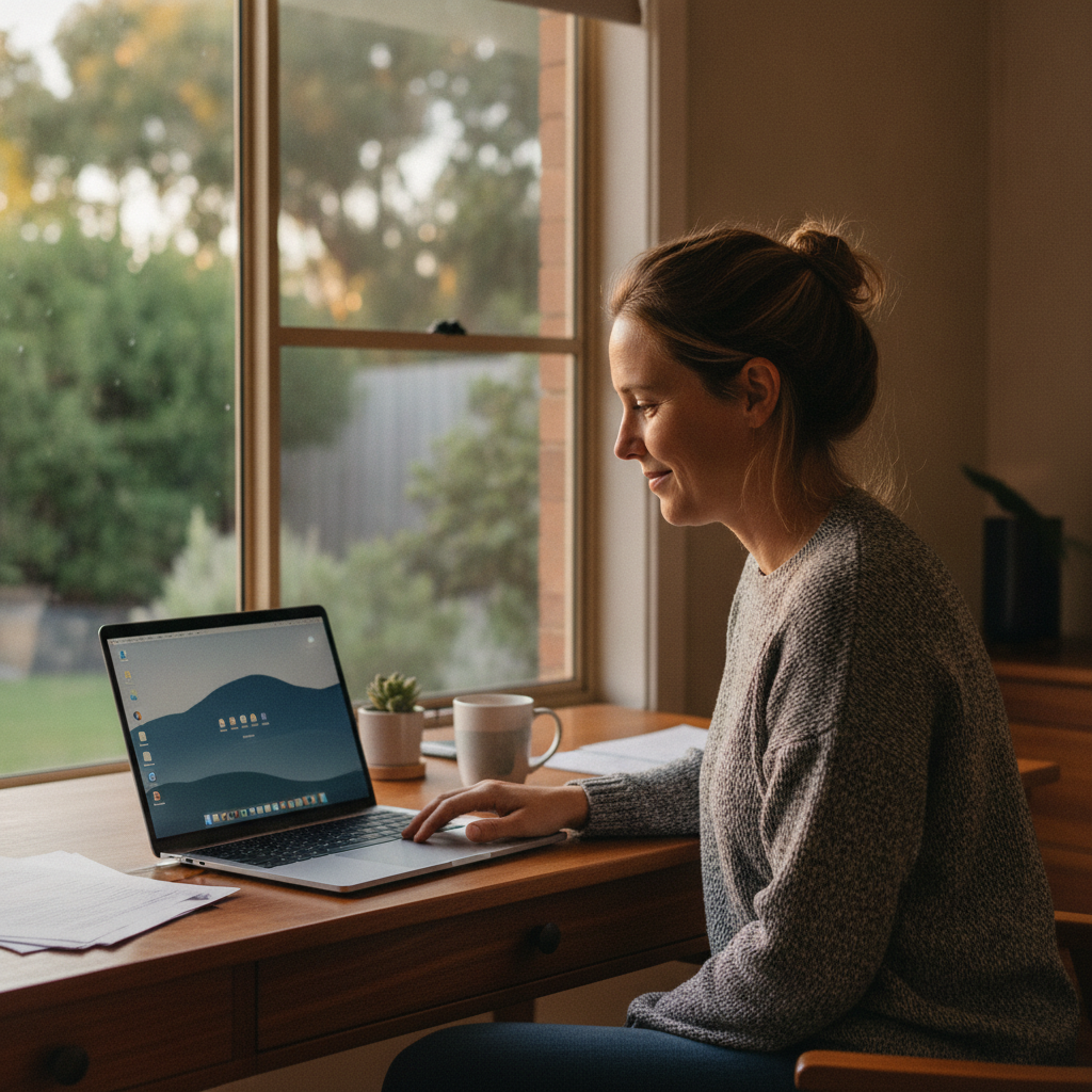 Professional computer clean-out in Subiaco (6008) — a happy Western Australia resident at home with a spotless, fast, quiet machine