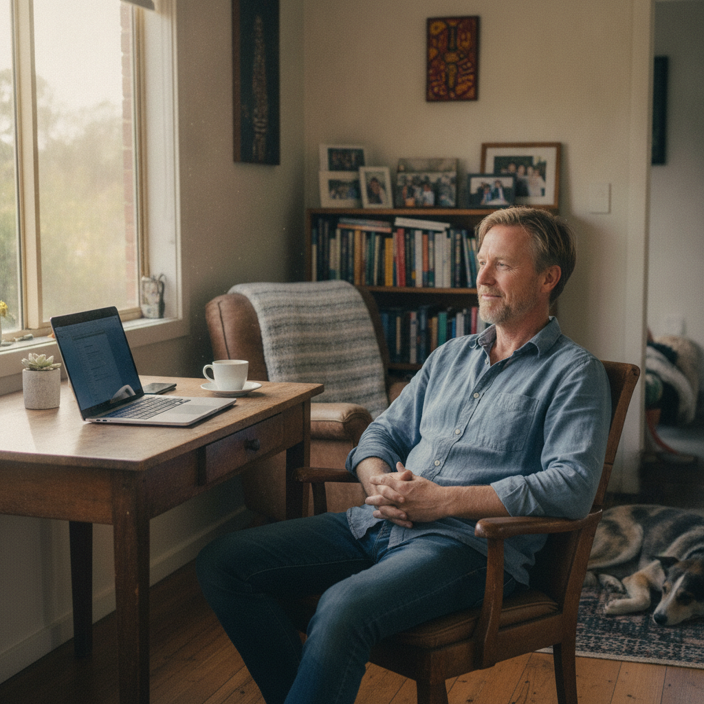 Professional computer clean-out in Summertown (5141) — a happy South Australia resident at home with a spotless, fast, quiet machine