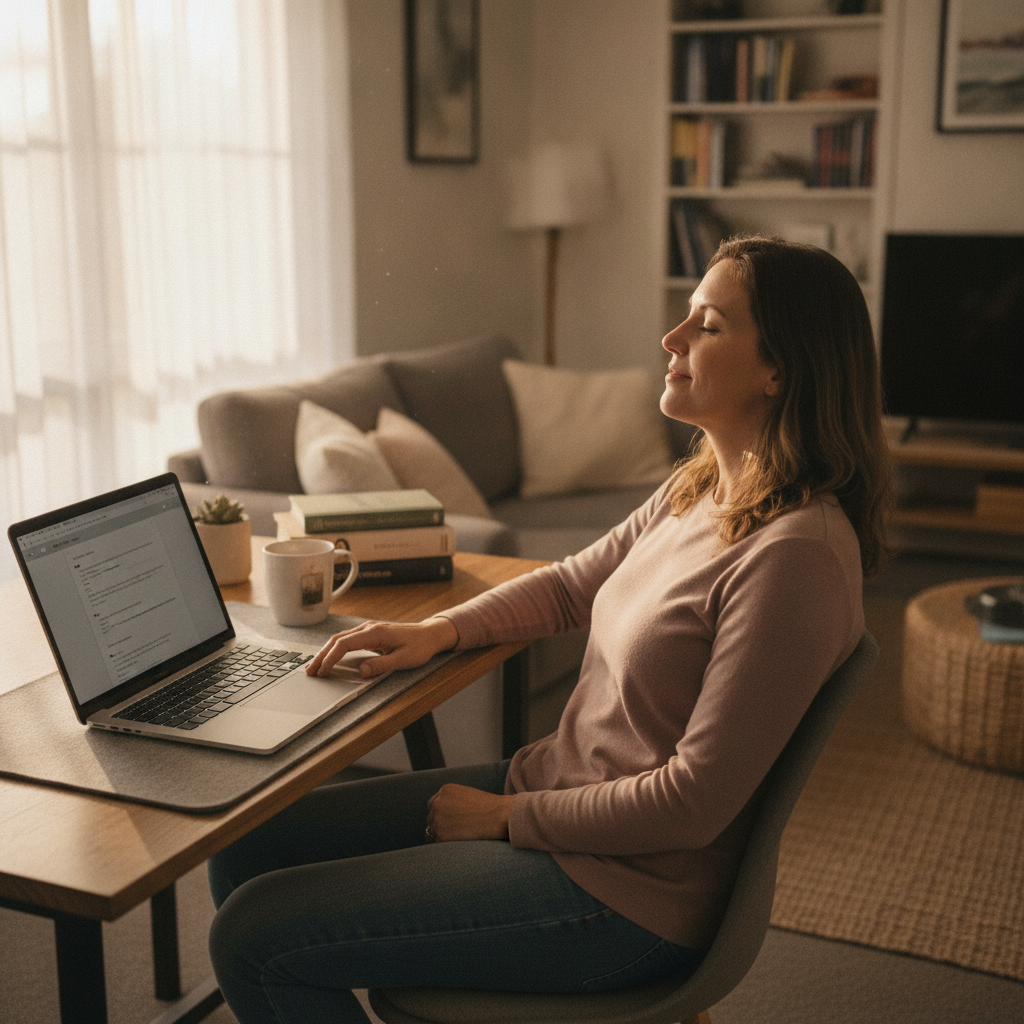 Professional computer clean-out in Sumner (4074) — a happy Queensland resident at home with a spotless, fast, quiet machine