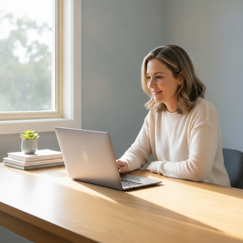 Professional computer clean-out in Swan Bay (2471) — a happy New South Wales resident at home with a spotless, fast, quiet machine