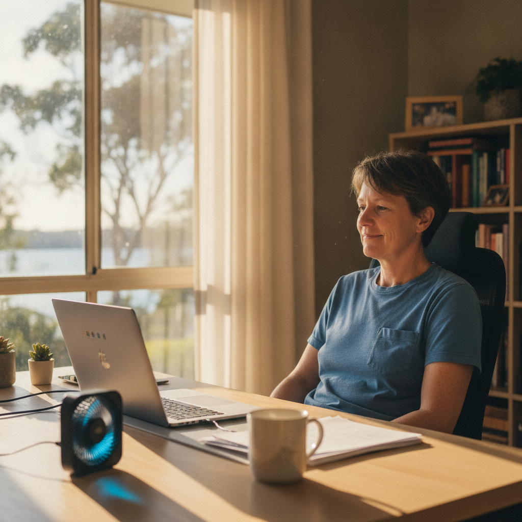 Computer cleaning in Swansea (2281) — a local resident at home with a clean, fast, dust-free computer running cool and quiet
