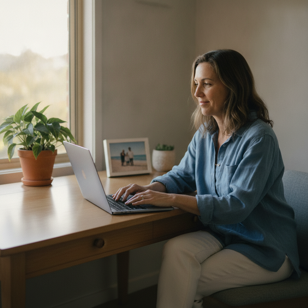 Professional computer clean-out in Tahlee (2324) — a happy New South Wales resident at home with a spotless, fast, quiet machine