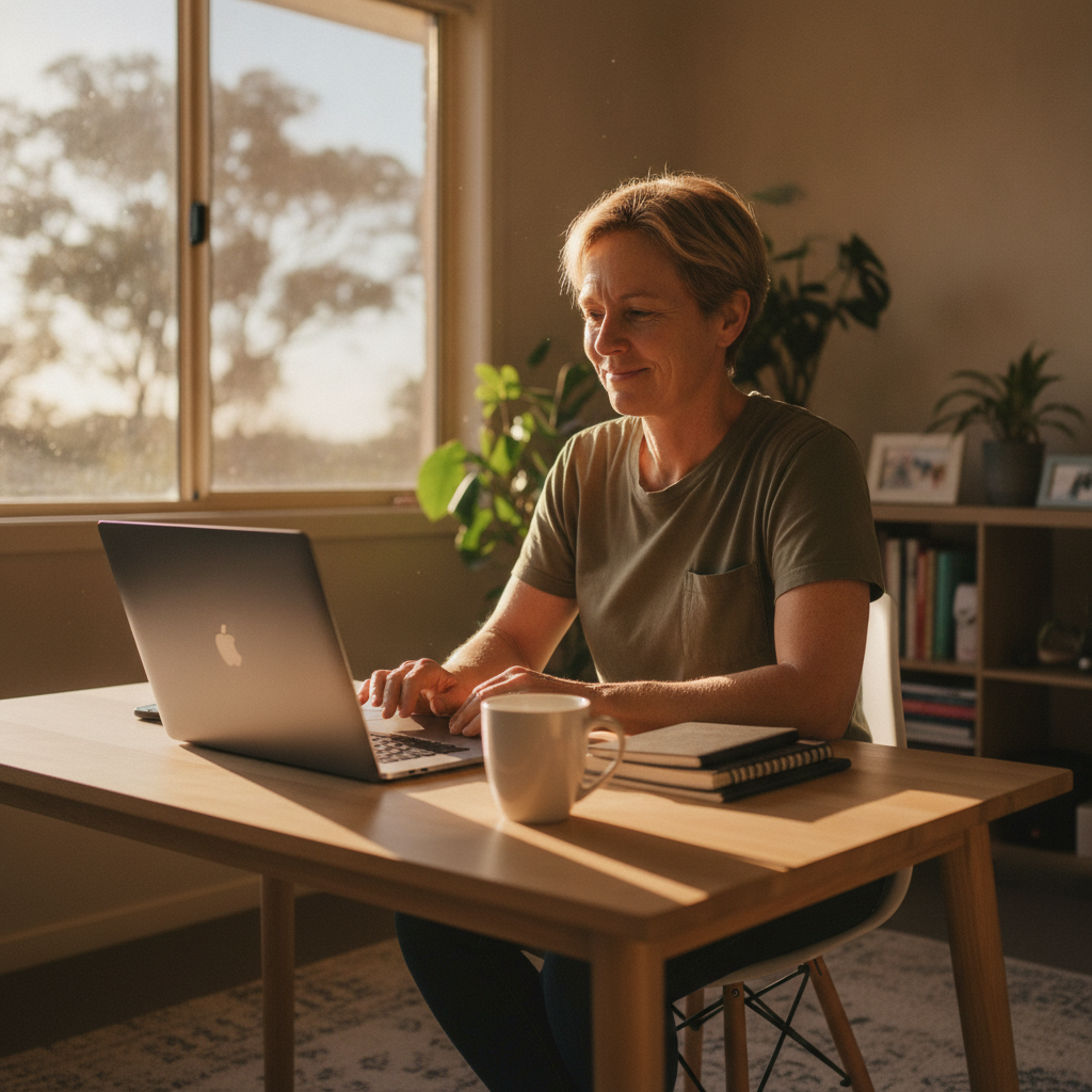 Computer cleaning in Taree (2430) — a local resident at home with a clean, fast, dust-free computer running cool and quiet