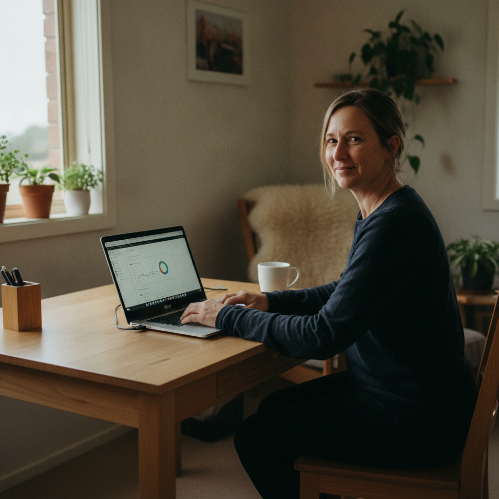 Professional computer clean-out in Tarleton (7310) — a happy Tasmania resident at home with a spotless, fast, quiet machine