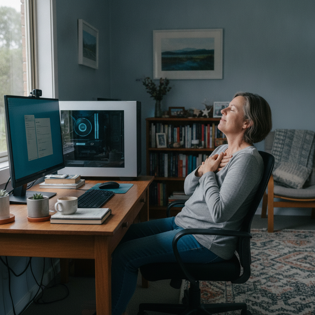 Professional computer clean-out in Taroona (7053) — a happy Tasmania resident at home with a spotless, fast, quiet machine