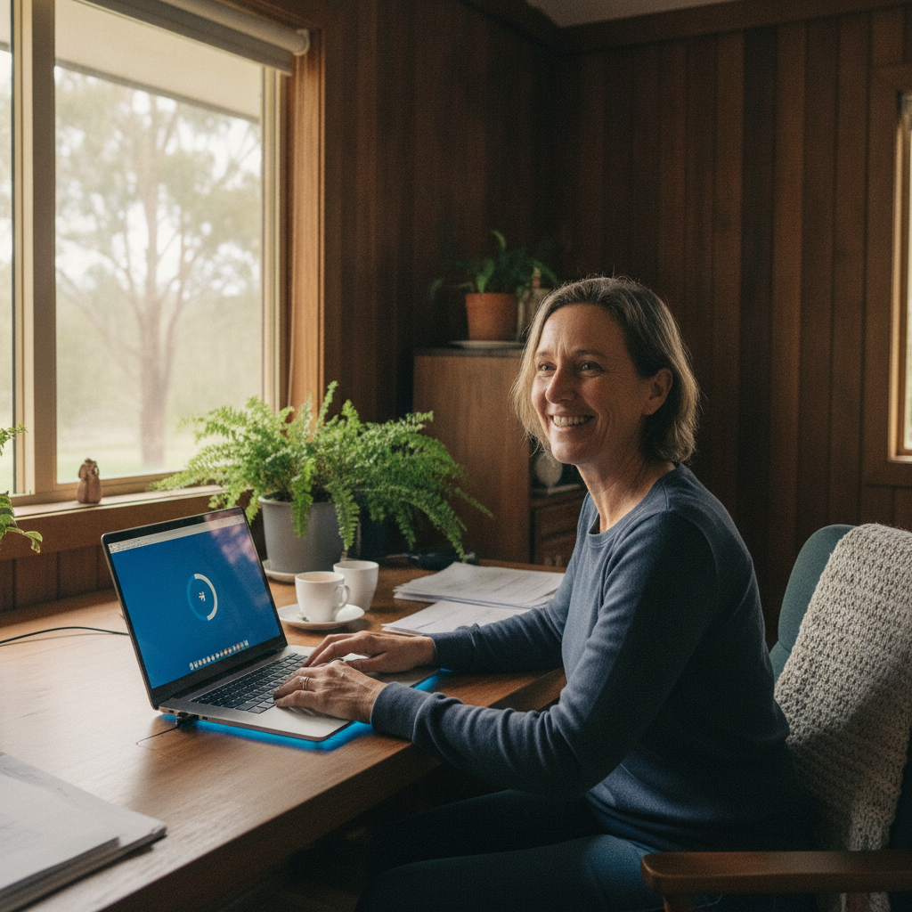 Professional computer clean-out in Tarrabandra (2722) — a happy New South Wales resident at home with a spotless, fast, quiet machine